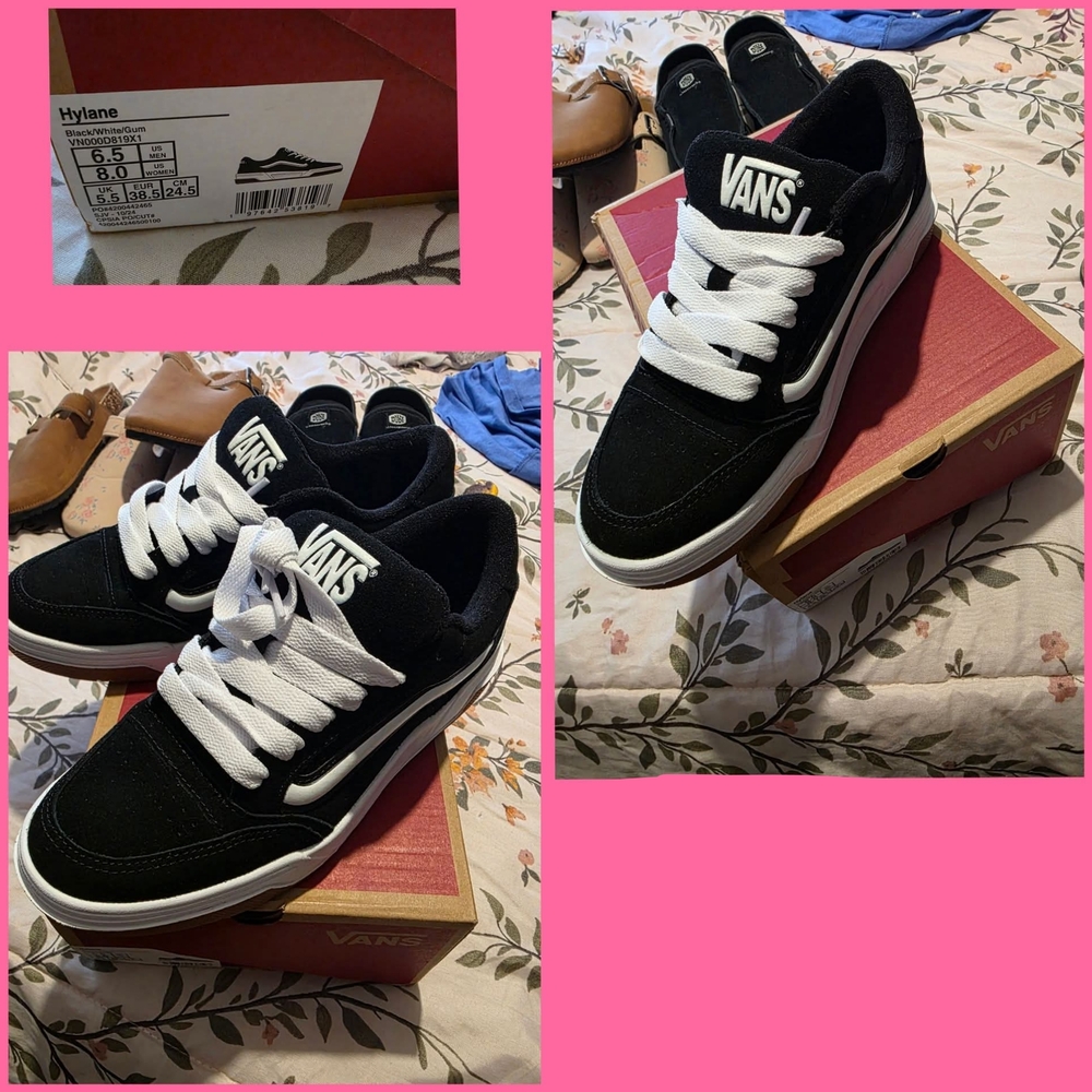 Vans Black & White Lace-Up Skate Sneakers